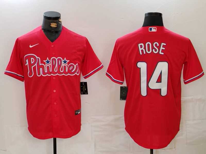 Men%27s Philadelphia Phillies #14 Pete Rose Red Cool Base Stitched Jersey->philadelphia phillies->MLB Jersey